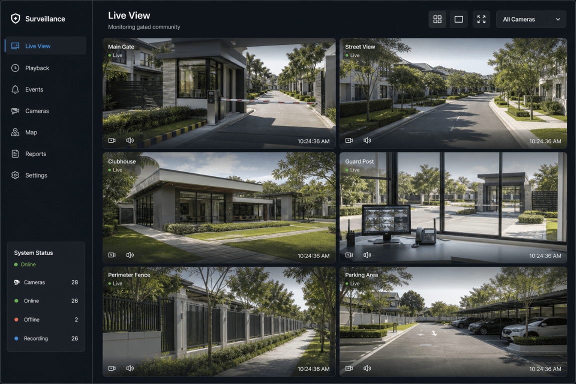 Surveillance monitoring system for gated communities